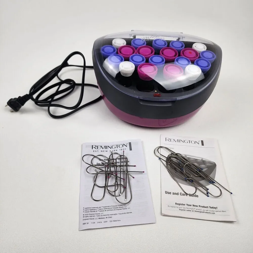 Remington Ionic Hair Setter 20 Velvet Rollers Hot Curling Set Pink 20pc